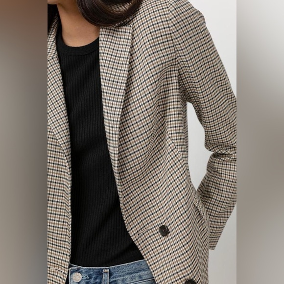 RAILS JAC BLAZER HONEY PLAID Houndstooth Double breasted  Blazer checkers Sz S - Picture 4 of 16